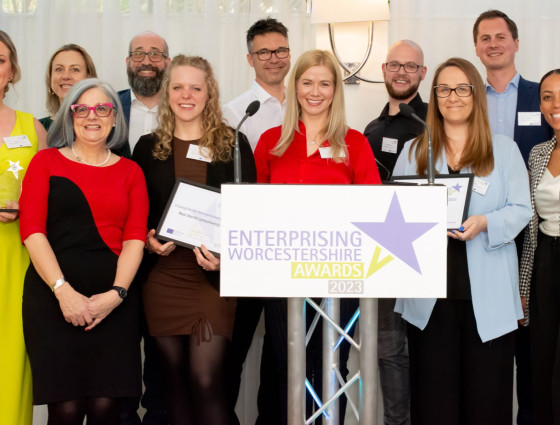 Winners stand together at the Enterprising Worcestershire Awards