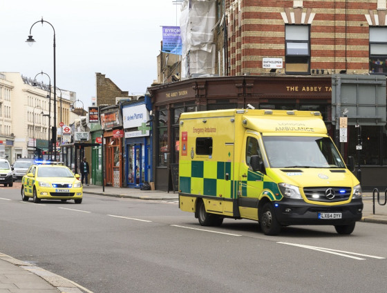 Ambulance driving through the street