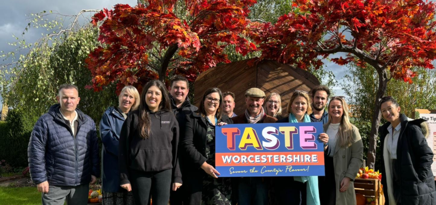 Businesses and key stakeholders pose under a tree at the Taste Worcestershire launch