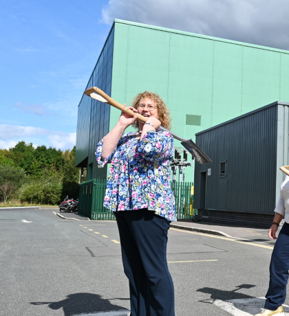 Councillors cross the road at Envirecover