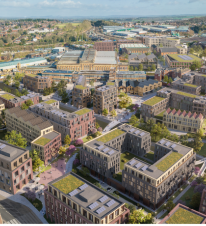 Aerial view of the Shrub Hill quarter, when works are complete