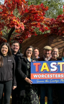 Businesses and key stakeholders pose under a tree at the Taste Worcestershire launch