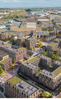 Aerial view of the Shrub Hill quarter, when works are complete