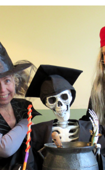 The skeleton photo shows Pippa Ashmore and Jonathan Darby, staff at Worcestershire County Museum at Hartlebury Castle, with a skeleton in the Victorian schoolroom.